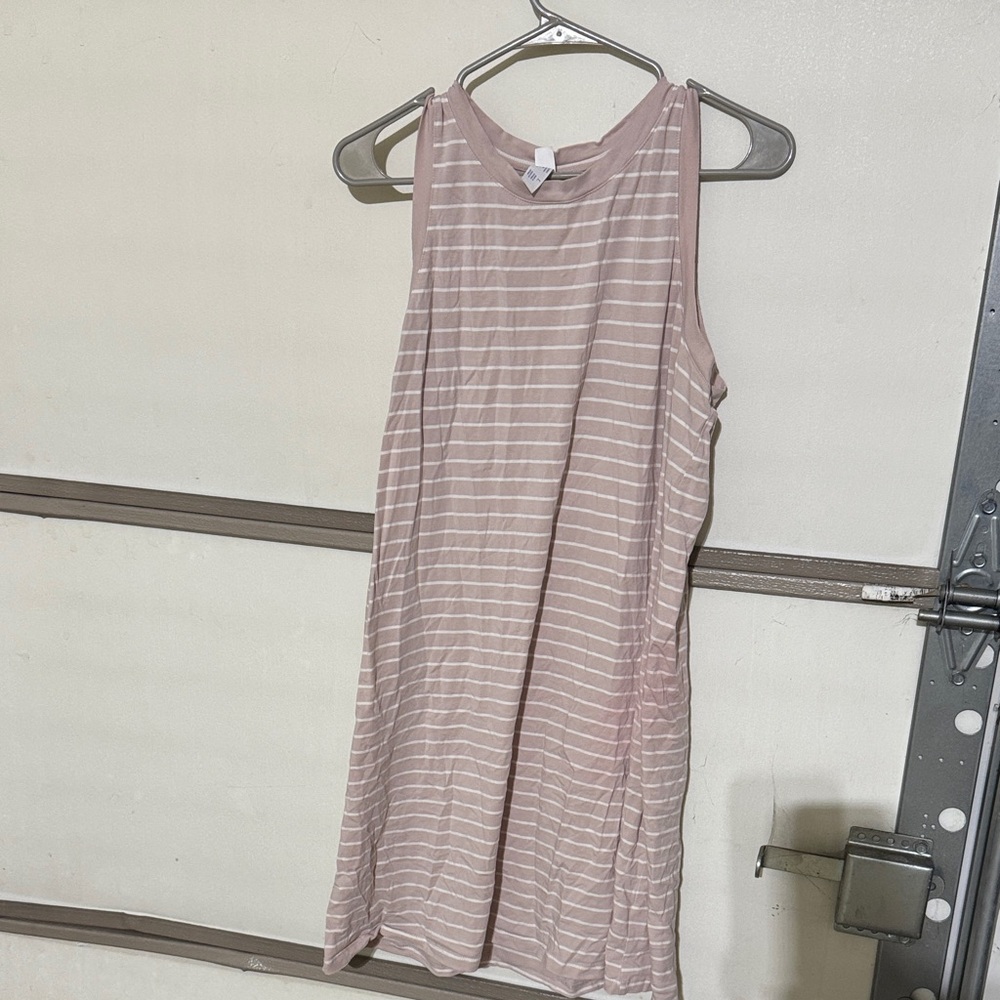 Stars Above Asymmetrical Dress in Pink and White Stripes